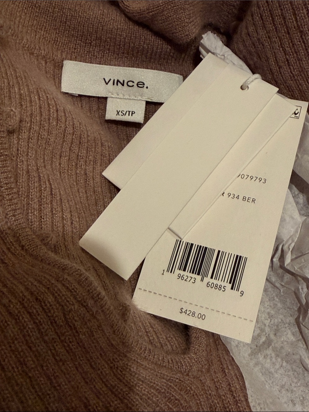 Vince Ribbed Cashmere Silk Polo Sweater Beet Root XS NWT - Picture 5 of 6